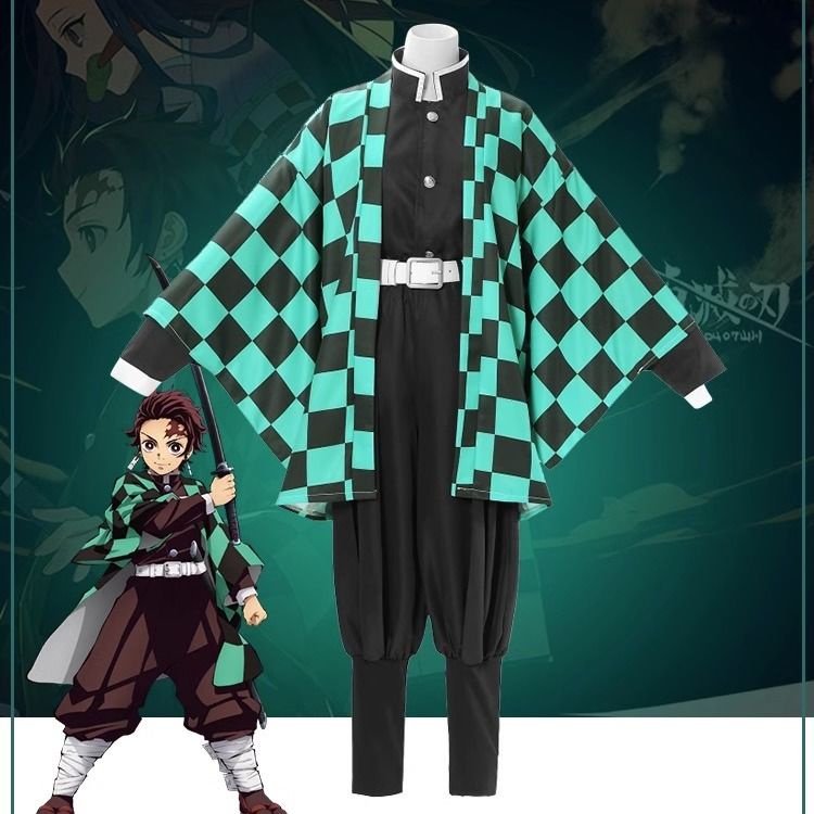 Demon Slayer cos Kitchen Gate Tanjiro cos Uniform Full Set Demon Slayer ...