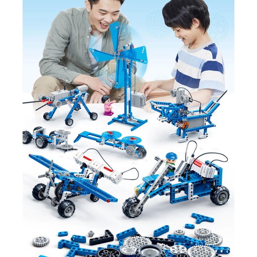 Mechanical engineer assembly toy set with motor, instructions for ...
