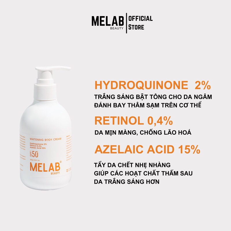 Melab Hydroquinone 2% Retinol Body Whitening Cream 0.4% [Super ...
