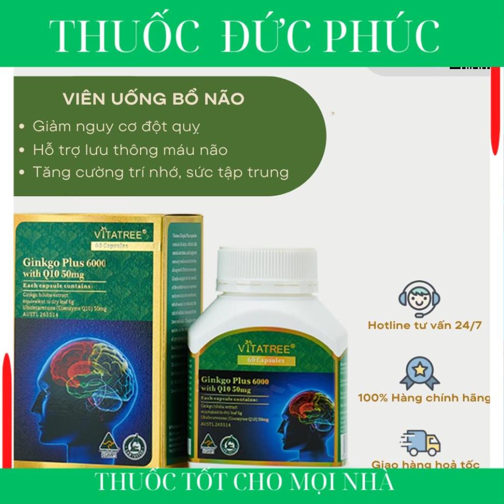 Vitatree Ginkgo Plus 6000 Brain Tonic Tablets With Q10 50Mg Help ...