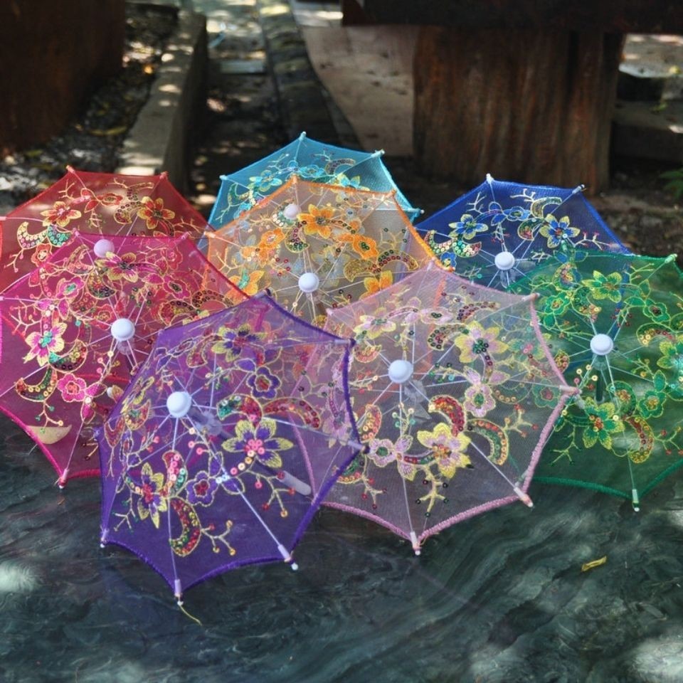 Pure Handmade Transparent Retro Umbrella Lace Embroidered Longhandled