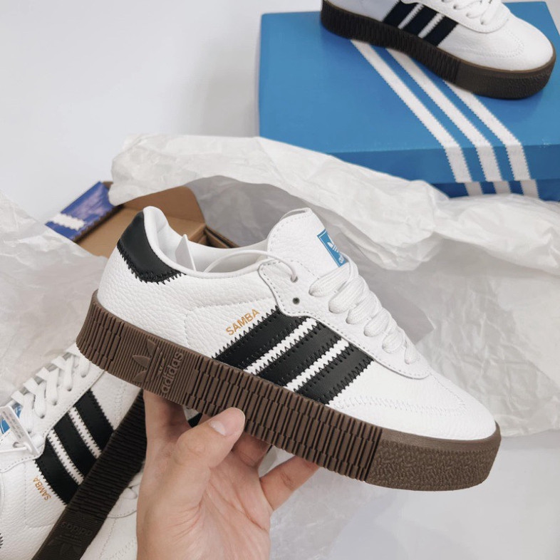 Adidas High Sole Sneakers In White Black Stripe For Men And Women Full ...