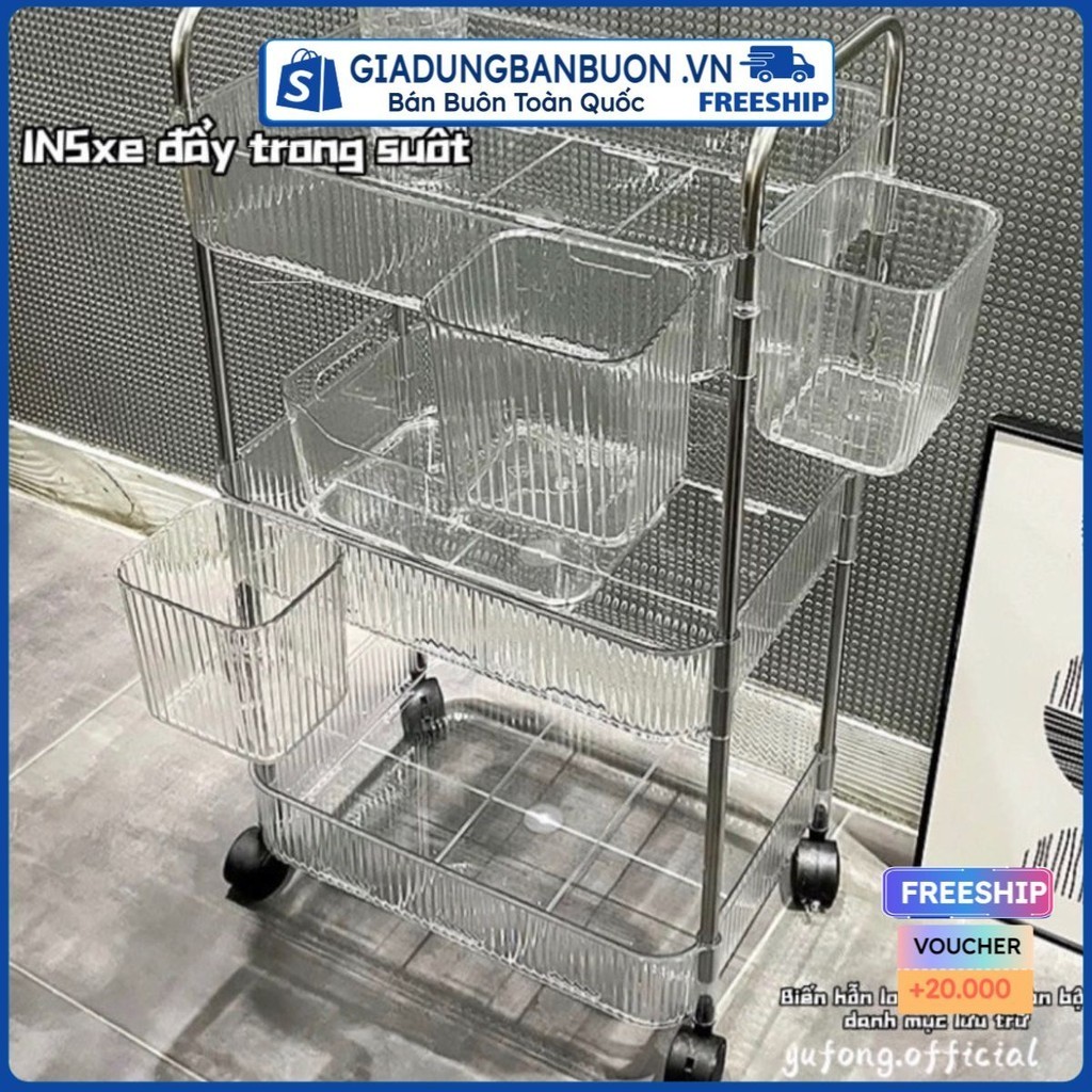 White transparent high-end home kitchen shelf simple shelf moving ...