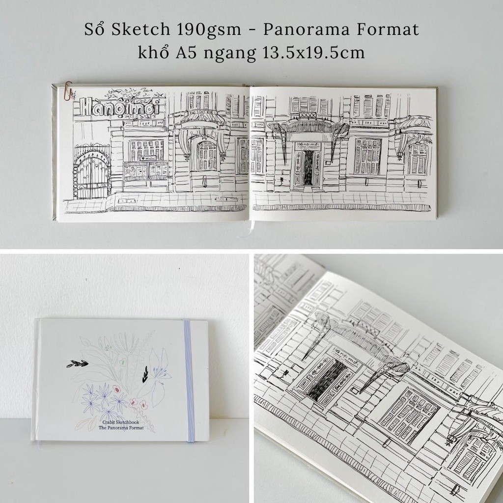 SKETCHBOOK CRABIT A5 Horizontal Drawing Panorama Pencil Sketch 190gsm ...