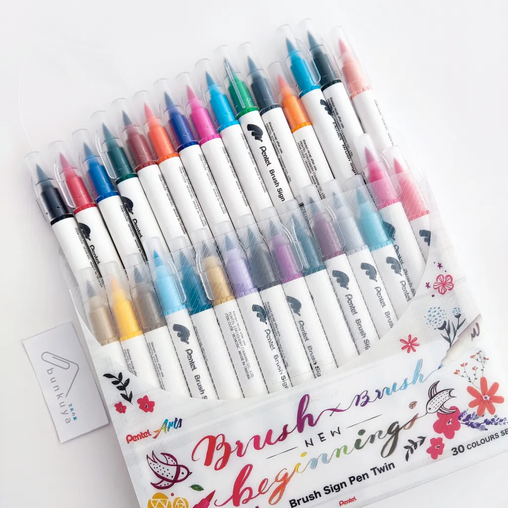 Pentel Brush Sign Pen Twin 2-Headed Calligraphy Pen for practicing ...