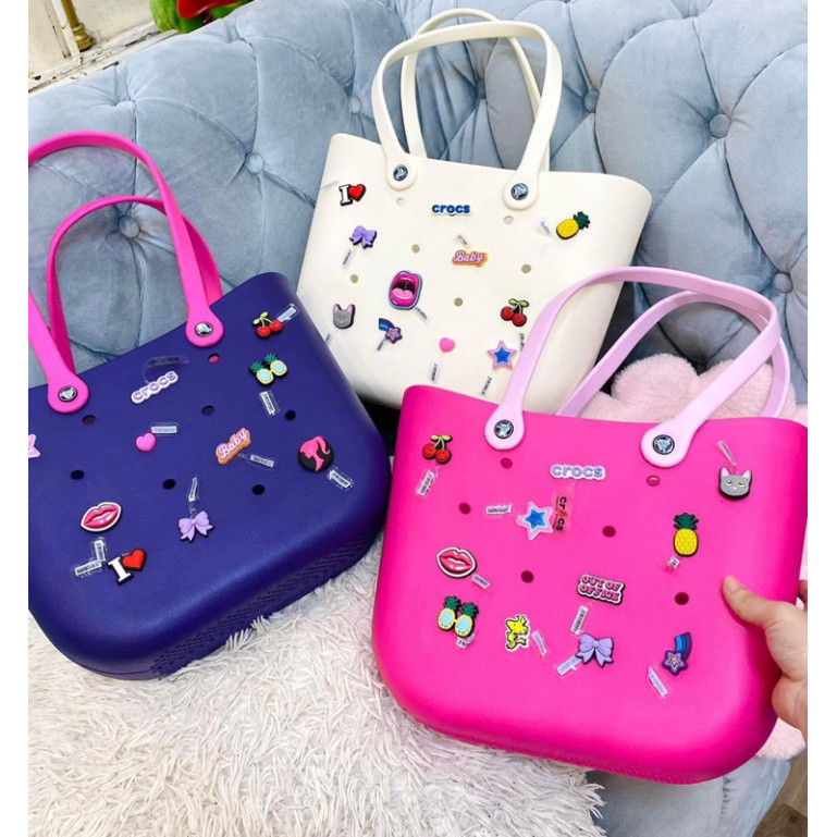 Beach crocs bag travel storage soft light high quality plastic size 33x25x10cm Free fullcharm My Nhan Shopee Malaysia