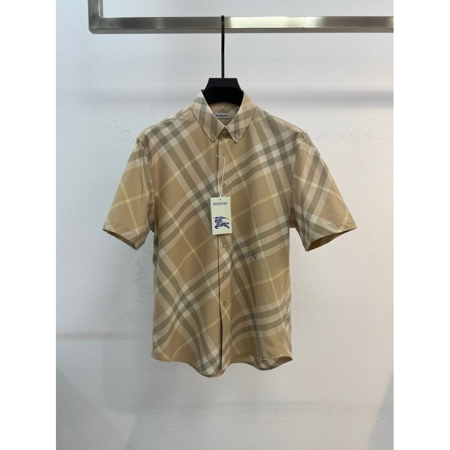 Check Web Shirt short sleeve Burberry Brown Stripes check LA 1 1 on web Buttons