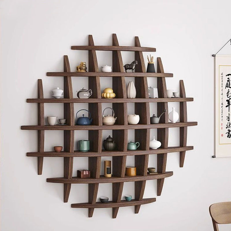Bogu Wall Mount Solid Wood Wall Mount Rack Wall Mounted Tea Cup Rack ...