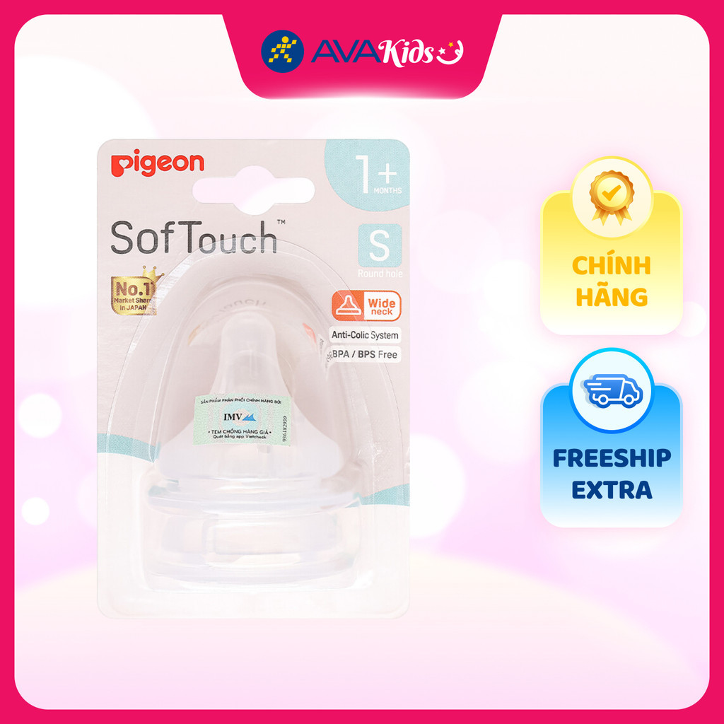 Set of 2 super soft Pigeon nipples Plus WN3 wide neck size S (1 - 3 ...