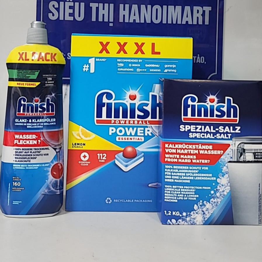 Combo of Finish essential dishwashing tablets 100 tabs + Finish salt 1 ...