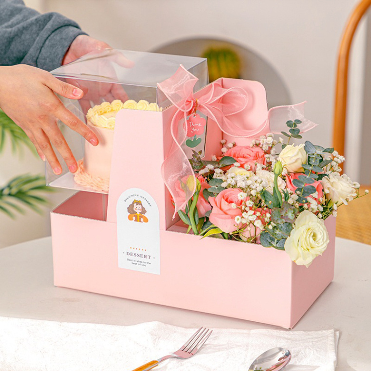 Birthday Cake Decorations Paper Box for Flowers and Cakes with 2 ...