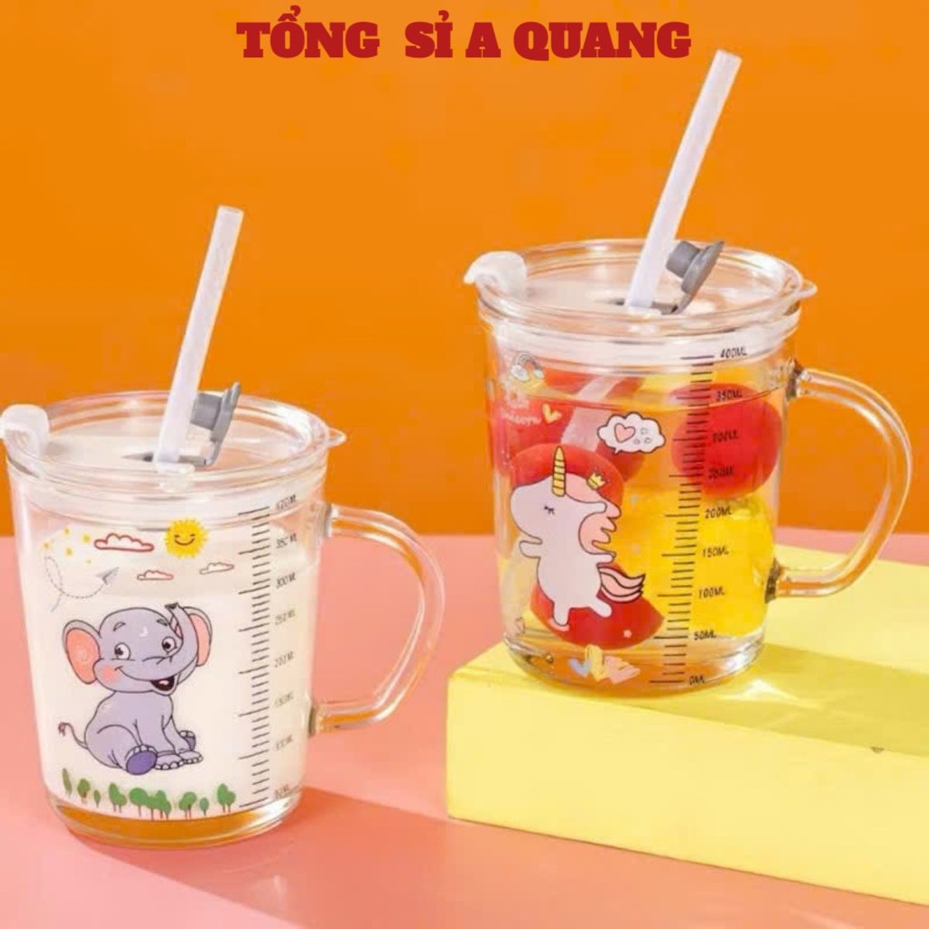 Graded glass milk cup with lid and straw, SCRIPTED CUP - CODE: COC0024 ...