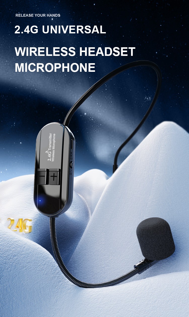 thumbnail image 2 of Wireless Lavalier Microphone Set With Head-Mounted Transmitter 2 of 12