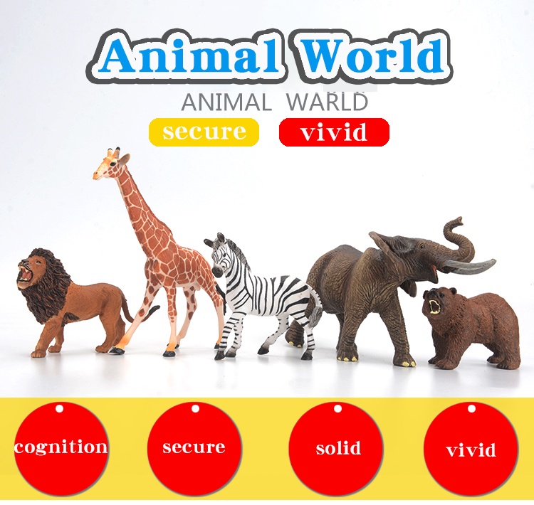Solid Simulation Rubber Animal Figure Toy for Kids Realistic Wild ...