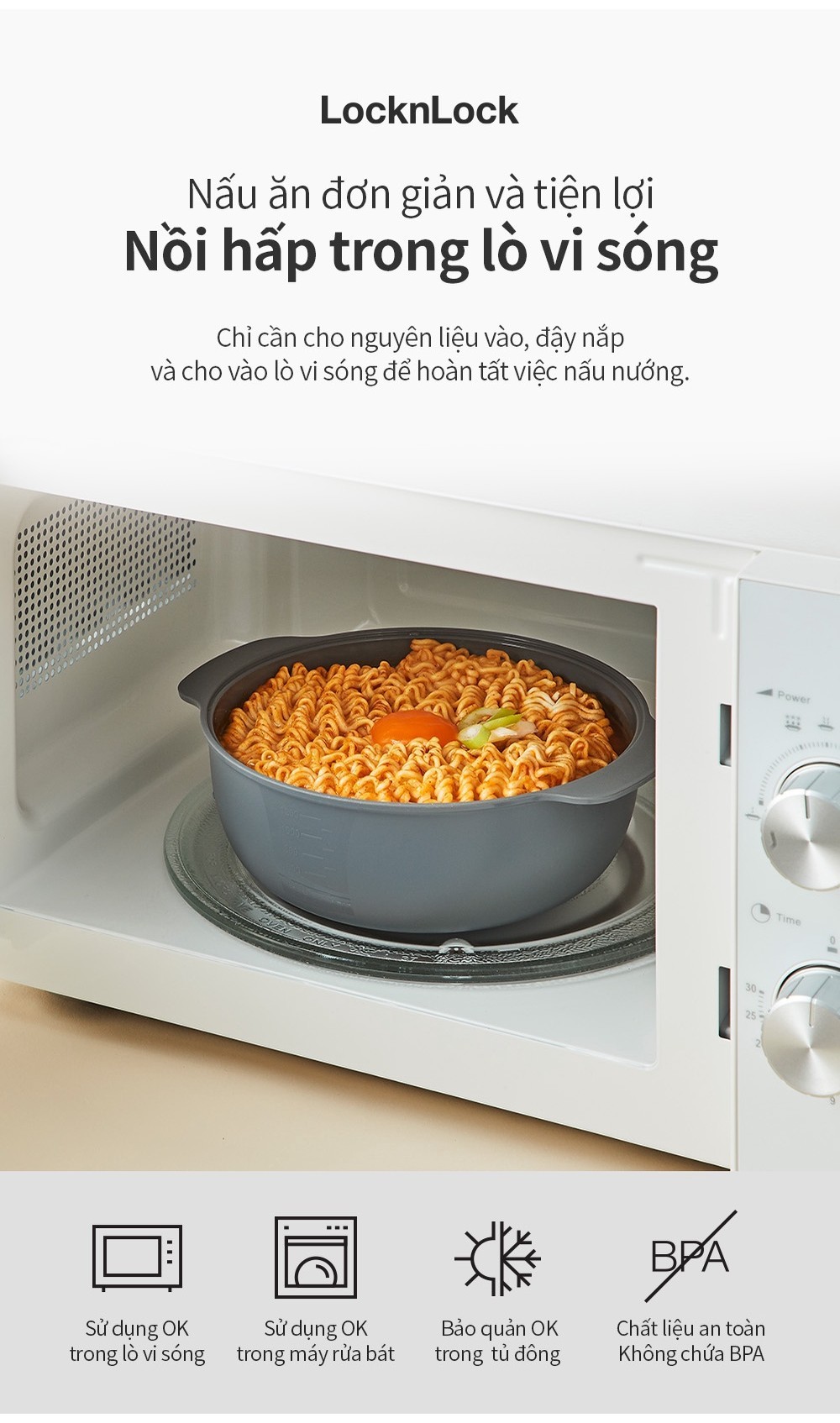 LOCK & LOCK Lock& Microwave Steamer Microwave Steamer Capacity 1.2L Gray LMW123 Shopee