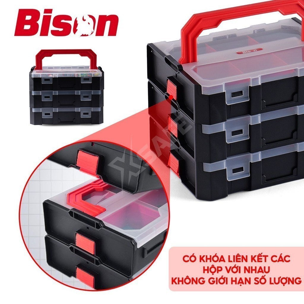 Bison 6-compartment plastic parts box, customizable removable, with ...
