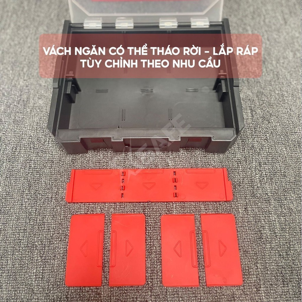 Bison 6-compartment plastic parts box, customizable removable, with ...