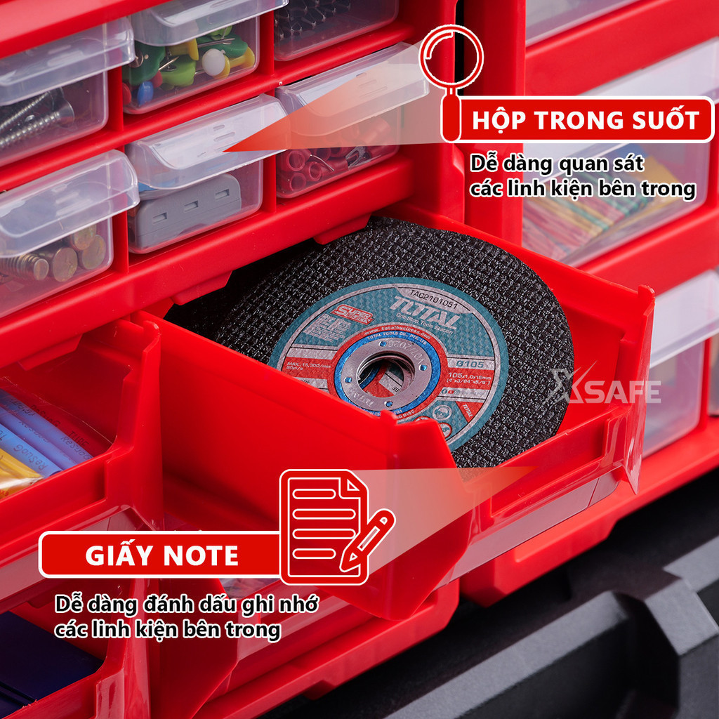 Bison multi-compartment plastic parts cabinet with a total of 39 ...