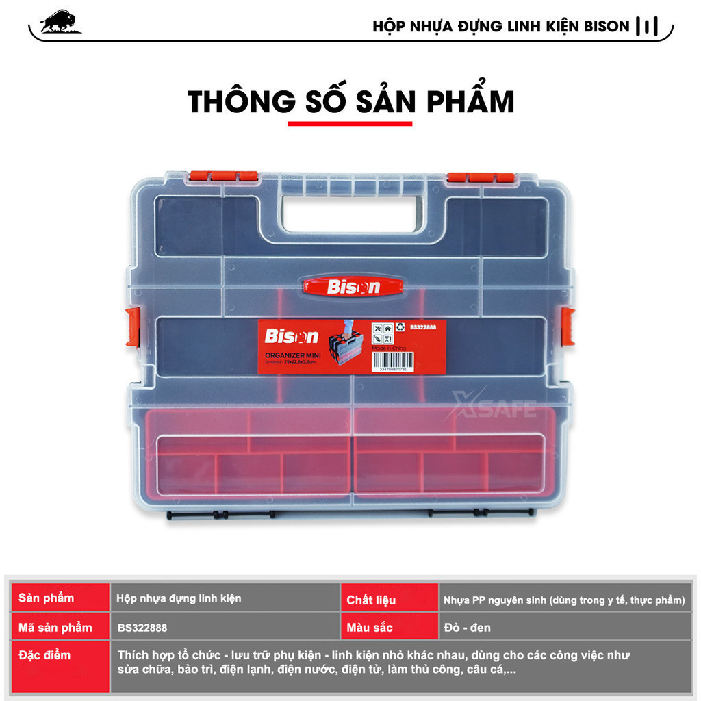 Bison plastic parts storage box with many convenient compartments for ...