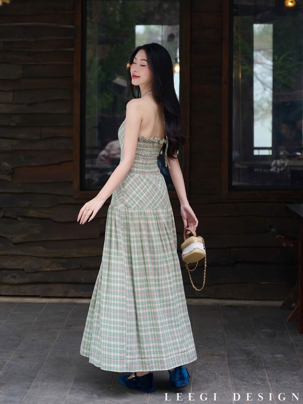 [VHL X LeeGi] LiLiQi By LeeGi Long Flared Plaid Camisole Dress - DD861 ...