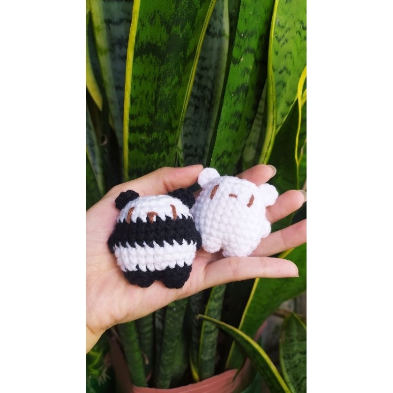 Set Of 3 Cute Wool We Bare Bears Tooth Bear Keychains, Double Keychains