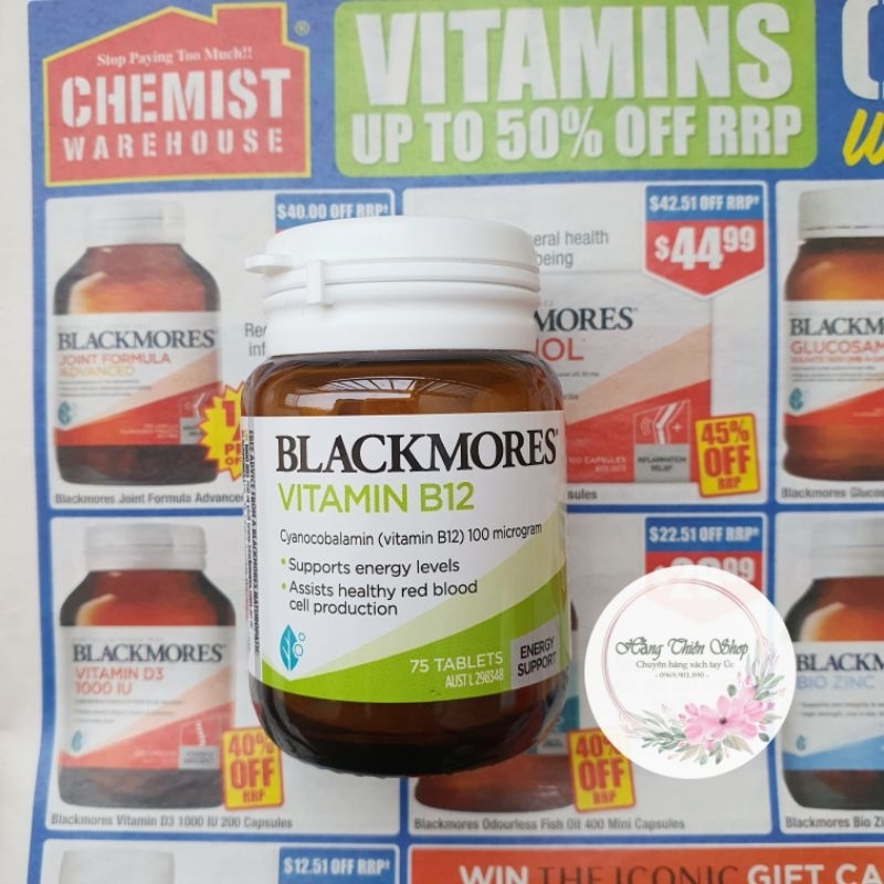 (Full Bill) Vitamin b12 blackmores 75 Australian tablets, supports ...