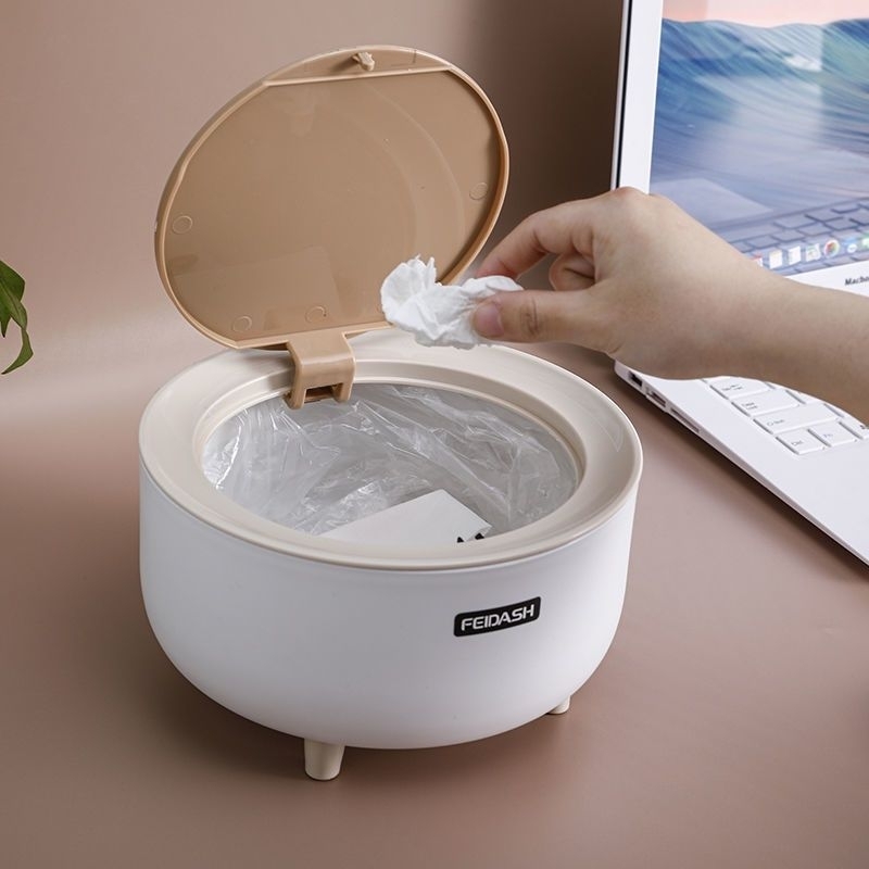 Korean Style Smart Desktop Trash Can, Mini Trash Bin With Tv Sticker