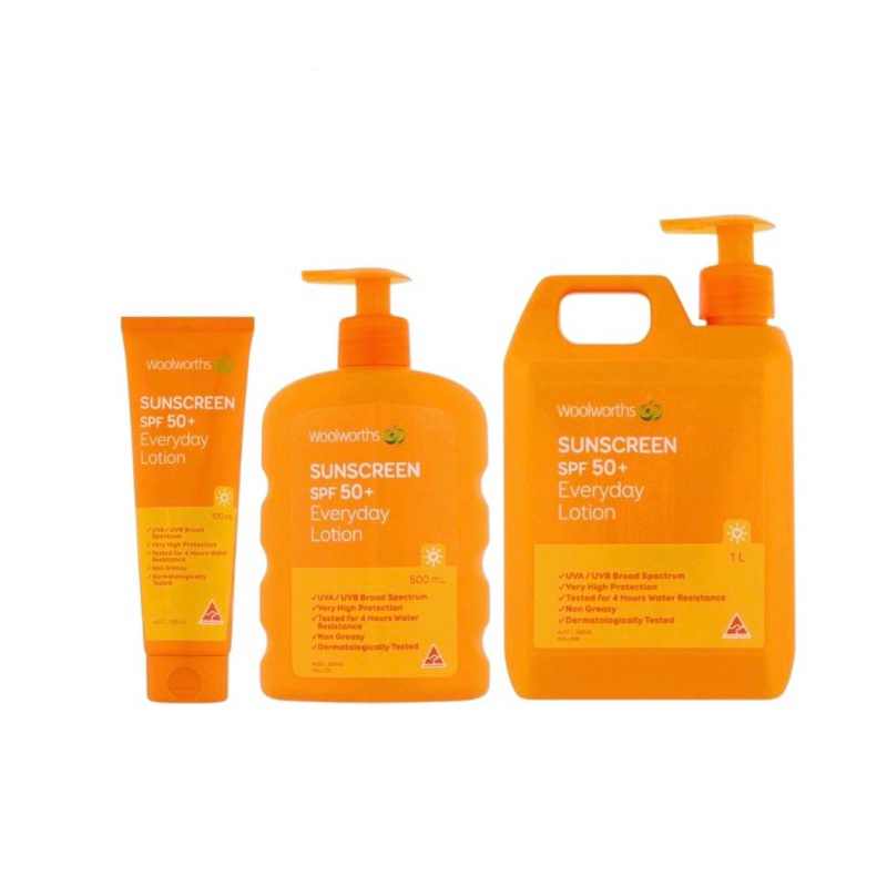 (Half Liter) Woolworths Australia Sunscreen, 1 Liter Sunscreen, 50SPF