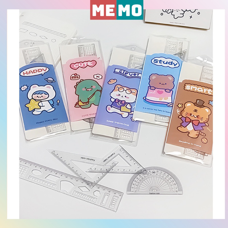 Ruler, ruler set eke 4 Piece MEMO essential school supplies for ...