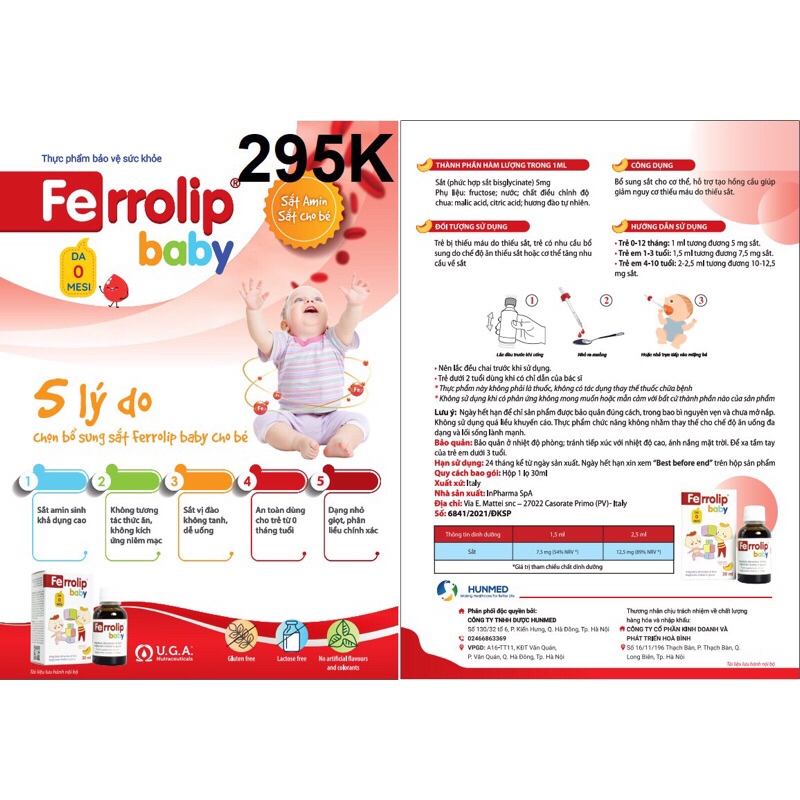 Ferrolip baby Syrup (Iron Supplement For The Body, Create Red Blood