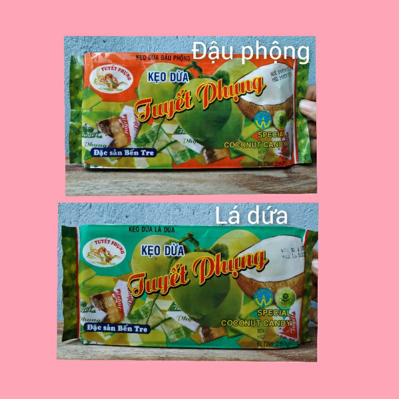Tuyet Phoen Phoenix coconut snack with pandan leaf & peanuts pack 280g
