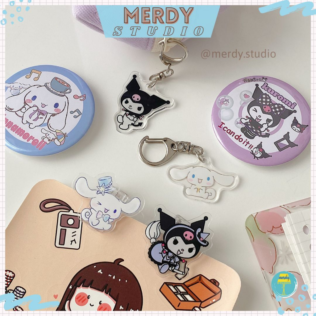 Set Of 3 Sanrio Cinnamoroll, Kuromi Products (brand, Keychains, Paper 