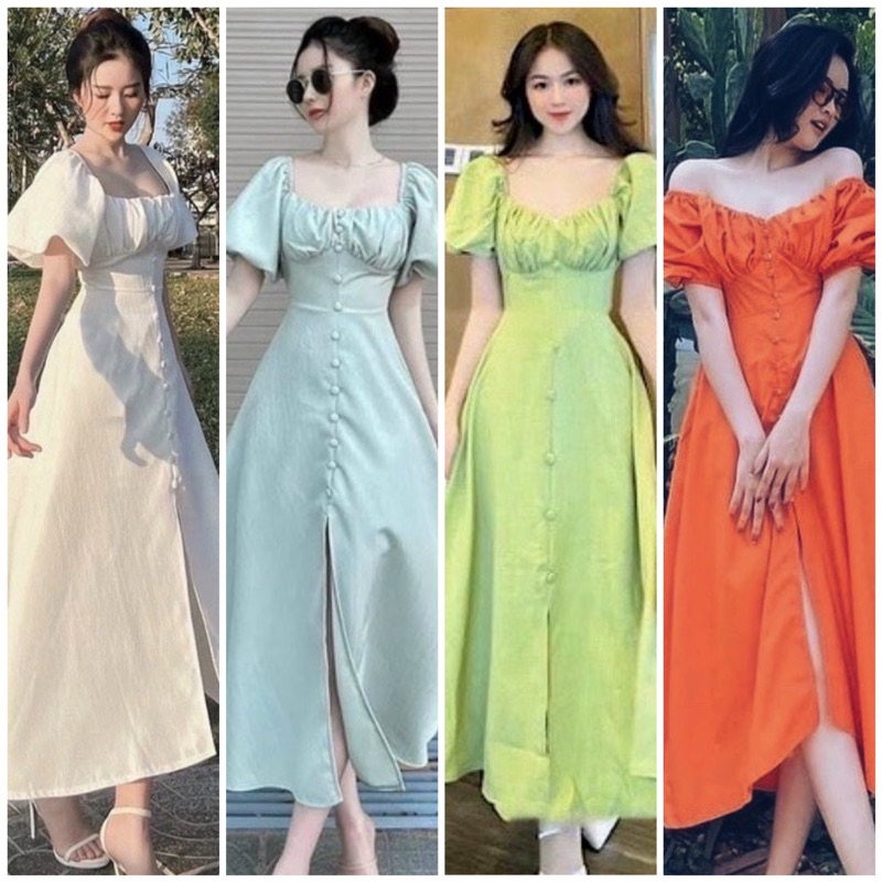 Dress with buttons and slits in 6 colors (with real pictures) | Shopee ...