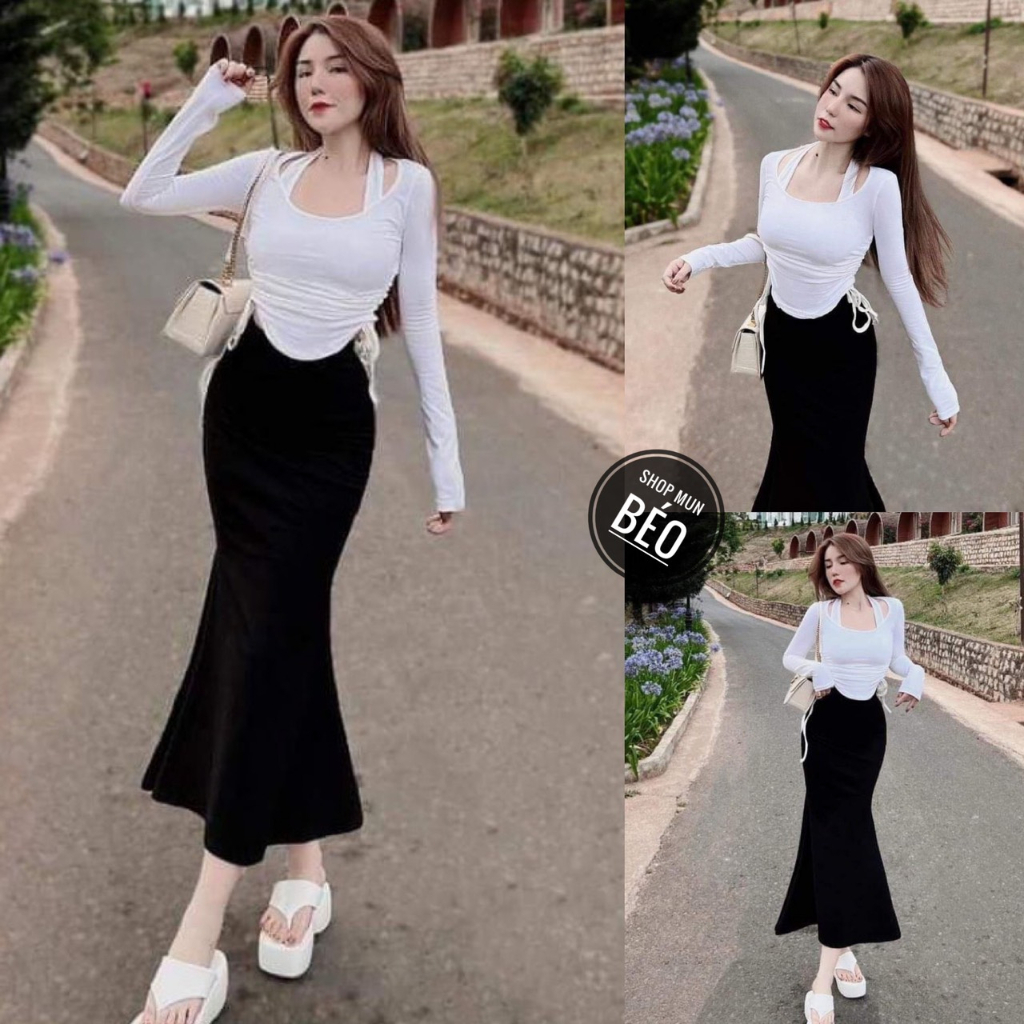 top long skirt with white shirt