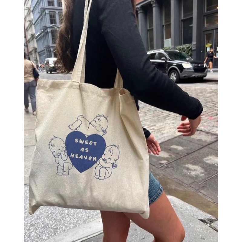 Sweet As Heaven canvas tote bag [Brandy Melville] Shopee Malaysia