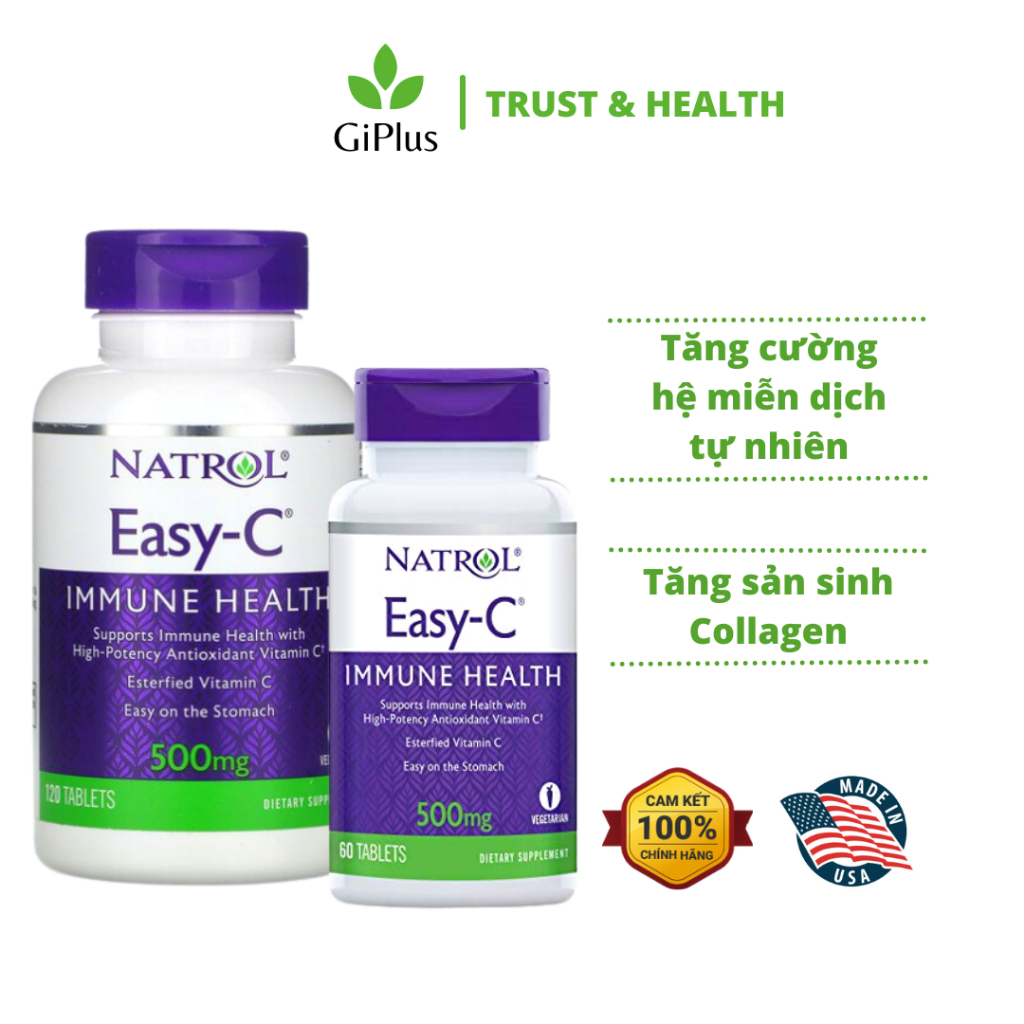 Natrol Easy-C Vitamin C Supplement 500mg Fortified Resistance (120 ...