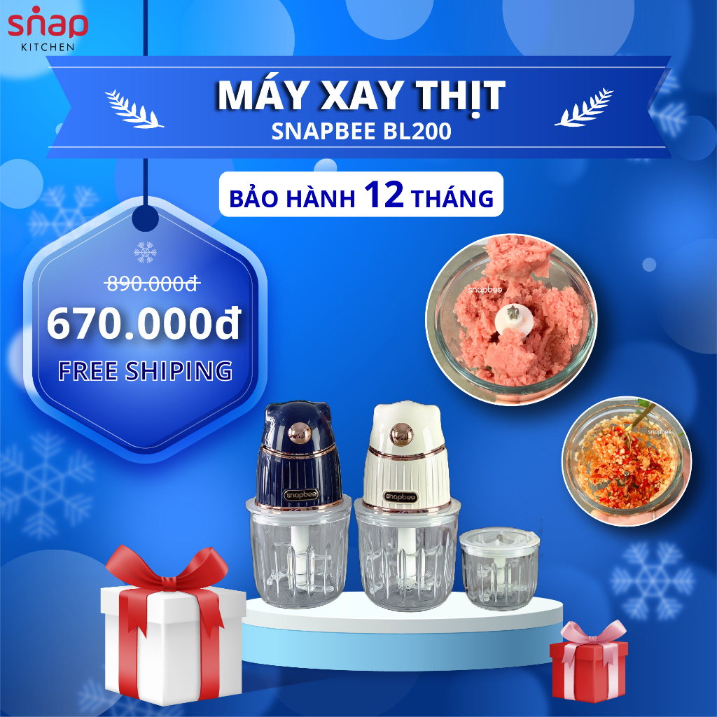 Snapbee BL200 mini meat grinder and blender (2 glass jars) | Shopee ...