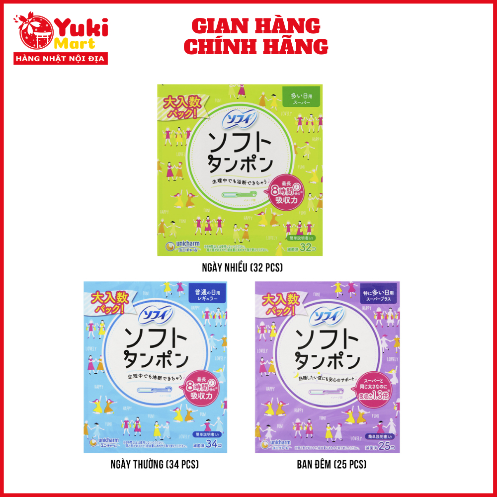 Tampon Unicharm Sofy Soft Tampon Super Daytime, Night, Daily Tube