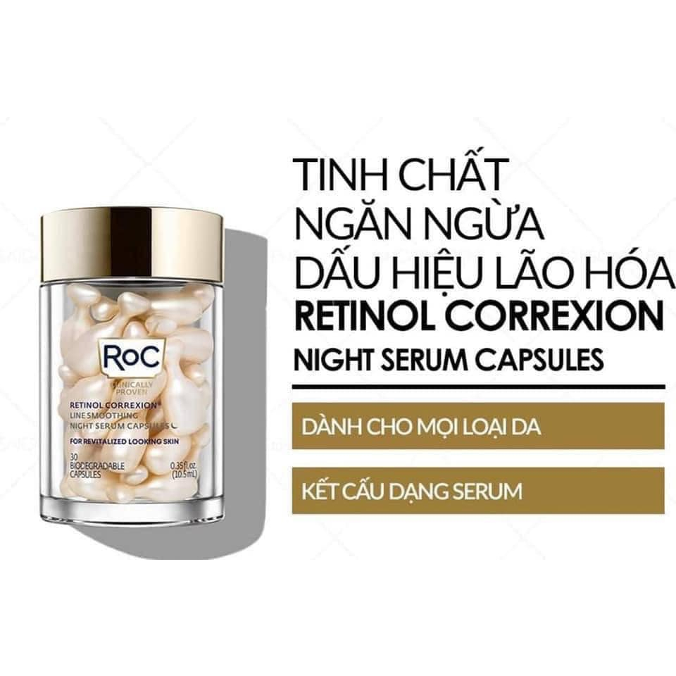 Roc RETINOL CORREXION LINE SMOOTHING NIGHT SERUM 10 capsules | Shopee ...