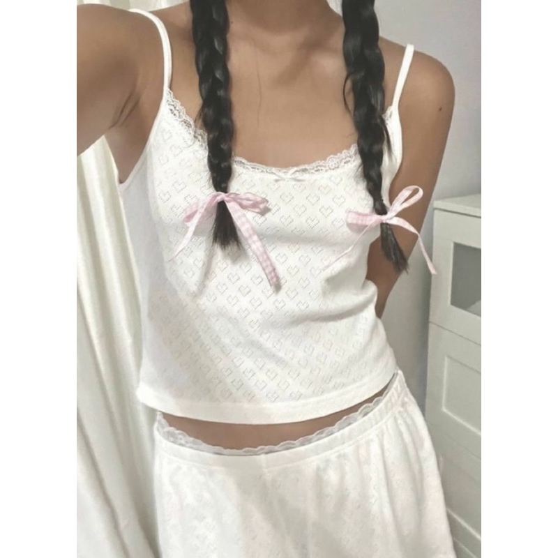 Skylar Lace Eyelet Tank twowire shirt [Brandy Melville] Shopee Malaysia