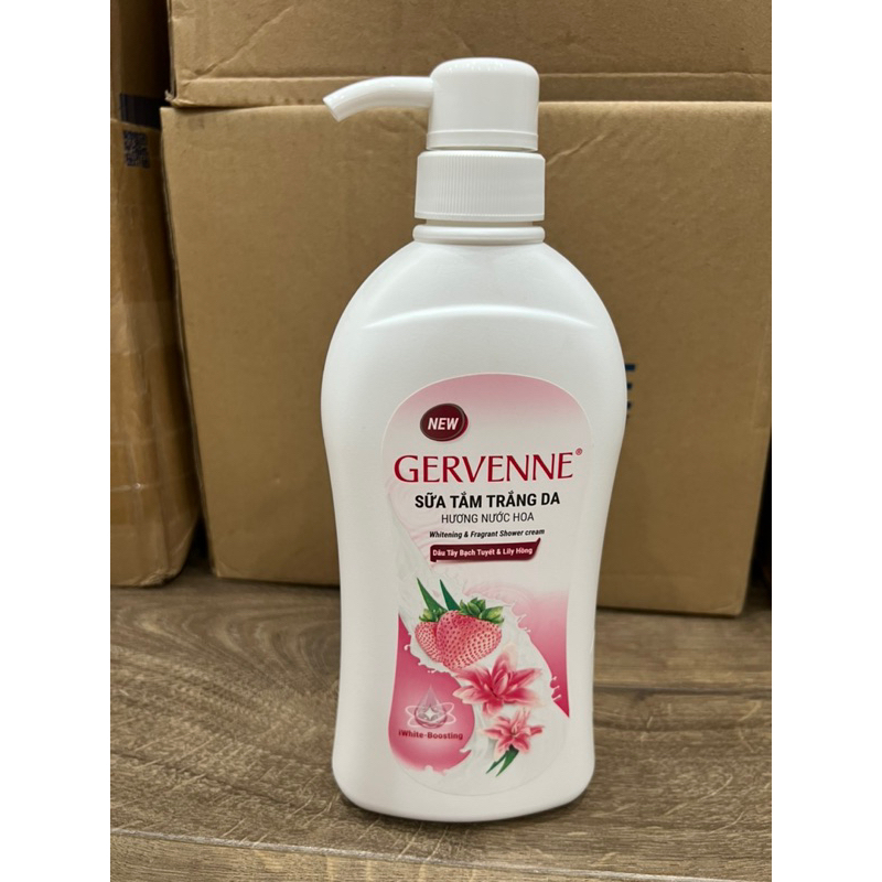 Gervenne Perfume Whitening Shower Gel 450g Strawberry Flavor And Pink