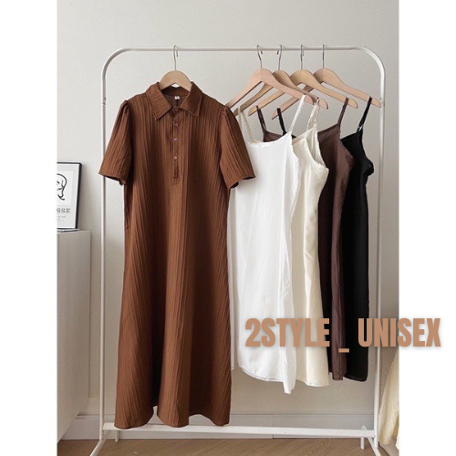 Set Of 2 Piece ulzzang Styles: Long, Flared A-Rib Shirt Skirt ...