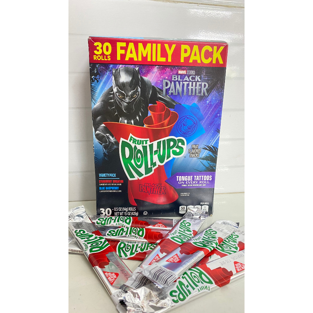 [Us Standard] Fruits RollUps Black Panther Roll Candy With Tongue