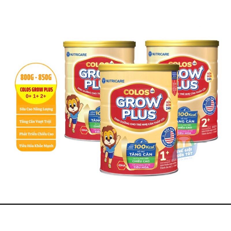 Nutricare Colos 24h Grow Plus 0 + 1 + 2 + 800G 850G Milk Helps Gain