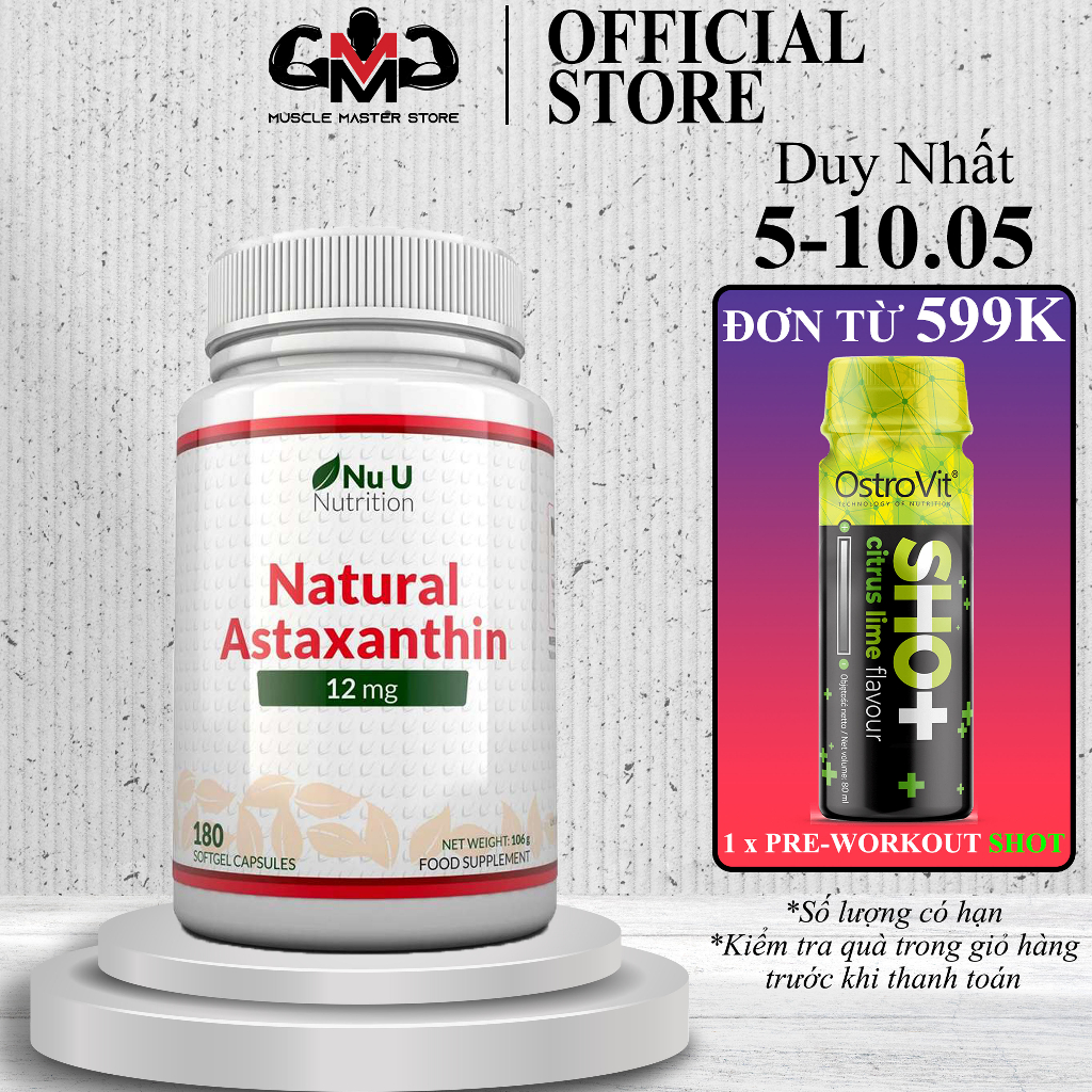 Astaxanthin Nu U Supplement 12Mg 180 Tablets Strengthens the immune System, Resistance