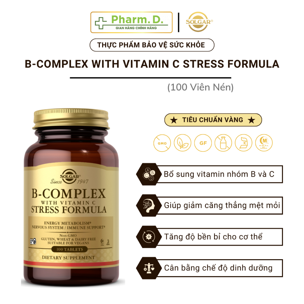 [Genuine] Solgar B-Complex Oral Tablet With Vitamin C Stress Formula ...