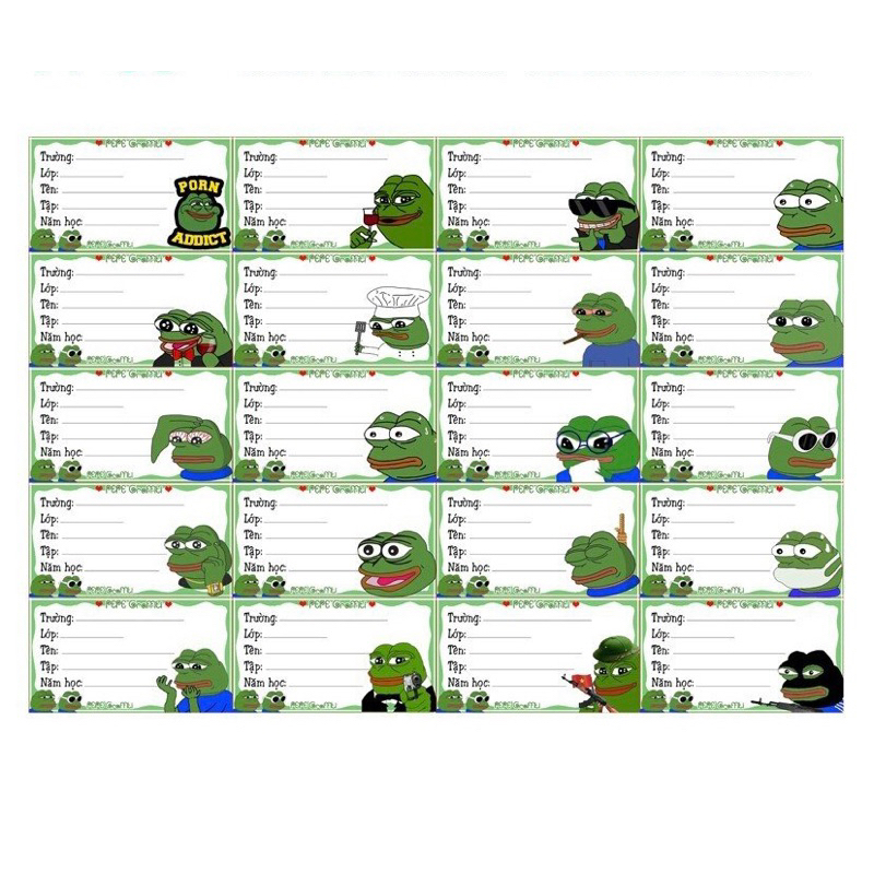 Green frog meme notebook labels 80 different labels/pepe green frog ...