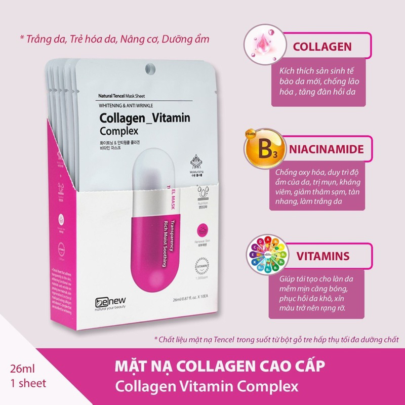 Benew collagen vitamin complex premium collagen mask (box of 10 pieces ...
