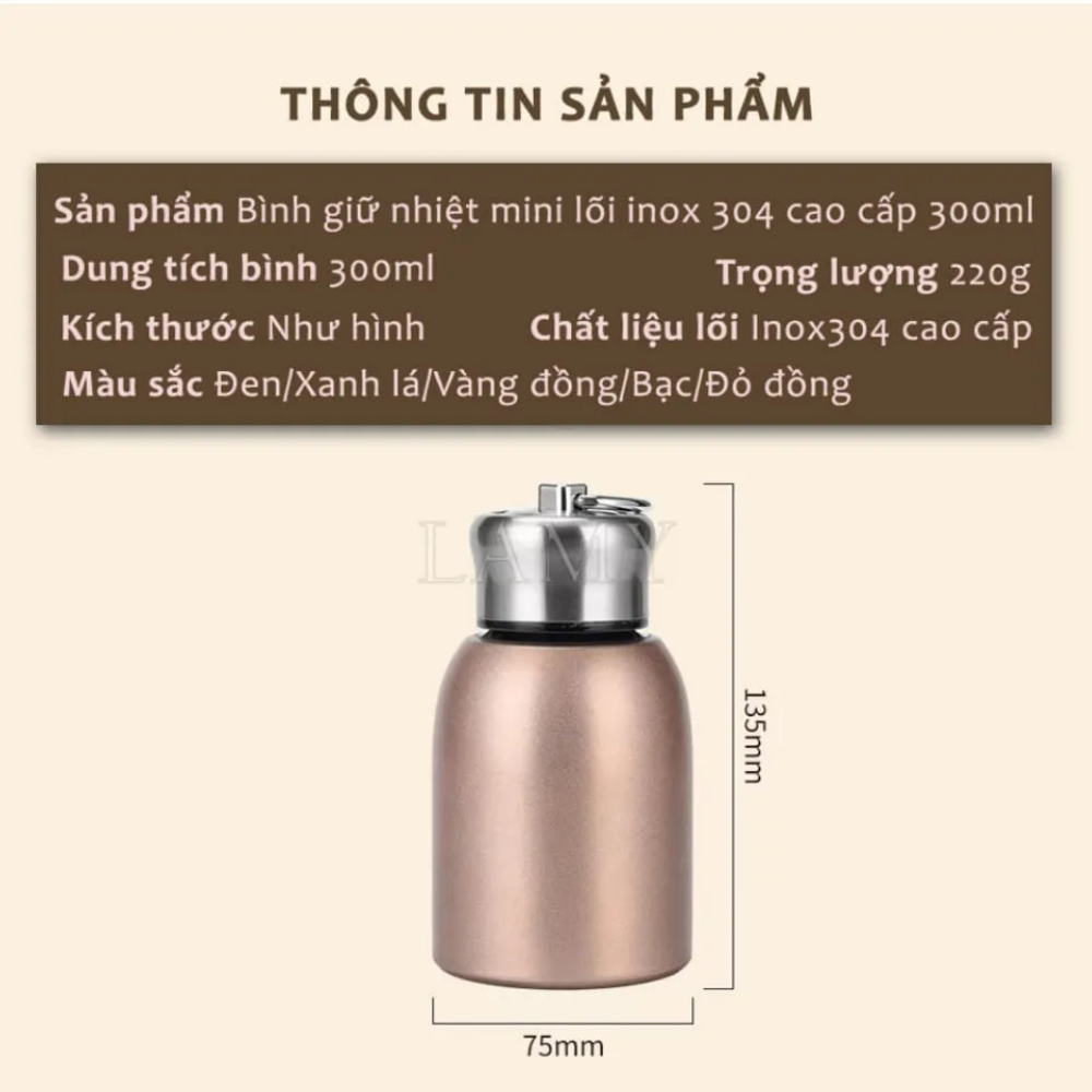 Thermos Flasks, Water Bottles mini Thermostats 300ml Capacity, 5 Layers