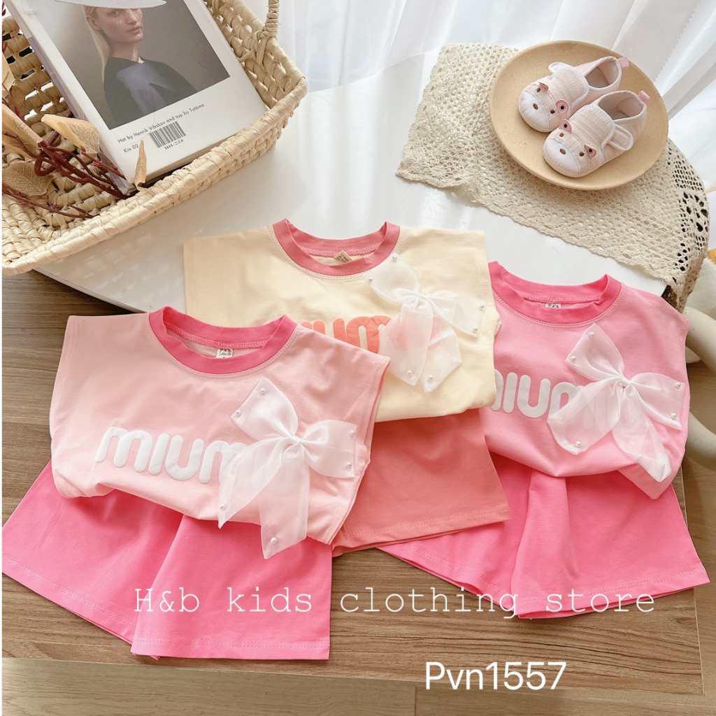 04 Years Old Girl Bow Round Neck Cotton Sets Shopee Malaysia
